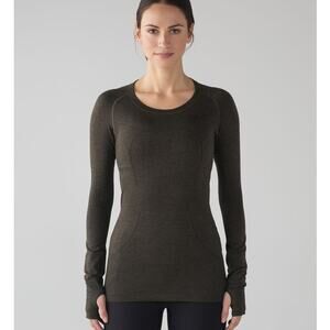 Lululemon Swiftly Tech Long Sleeve Shirt Size 6 Original Fit* Olive Green Black